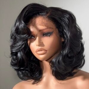13×6 Curly Bounce Bob Wig in NC Black